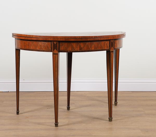 A 19TH FRENCH CENTURY PARQUETRY INLAID KINGWOOD FOLDOVER CARD TABLE