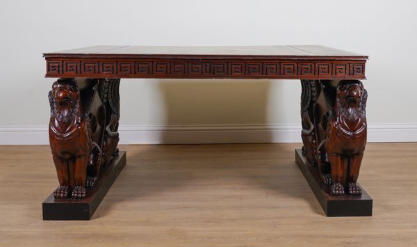 A MAHOGANY RECTANGULAR CENTRE WRITING TABLE