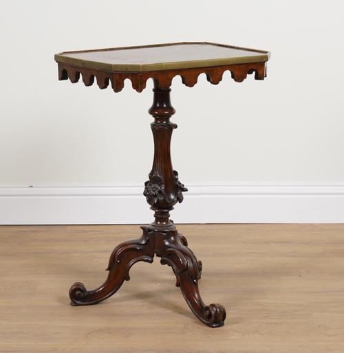 A VICTORIAN BRASS BOUND MAHOGANY OCCASIONAL TABLE