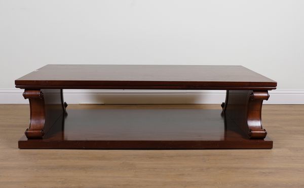 A REGENCY STYLE MAHOGANY RECTANGULAR TWO TIER COFFEE TABLE