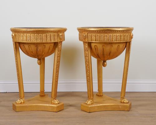 A PAIR OF MID 18TH CENTURY STYLE GOLD PAINTED JARDINIÈRE STANDS (2)