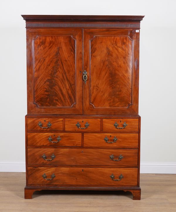 A GEORGE III MAHOGANY LINEN PRESS