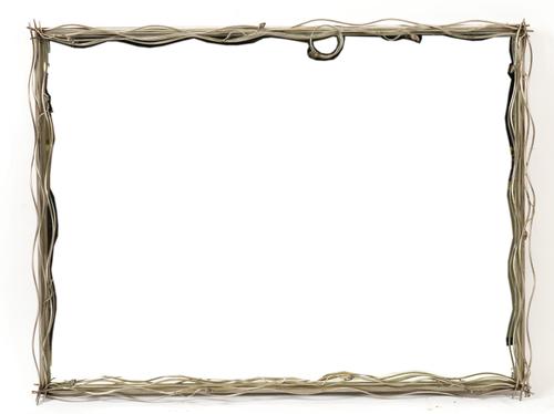 A MODERN STAINLESS STEEL WIRE WORK WALL MIRROR