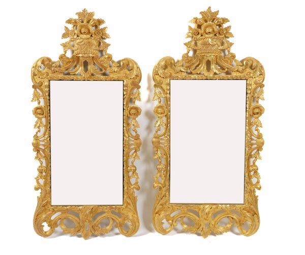 A PAIR OF GEORGE III STYLE GILT FRAMED WALL MIRRORS (2)