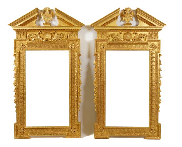 A PAIR OF GEORGE II STYLE GOLD PAINTED WALL MIRRORS (2)