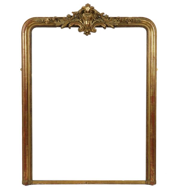 A VICTORIAN GILT FRAMED OVERMANTEL MIRROR