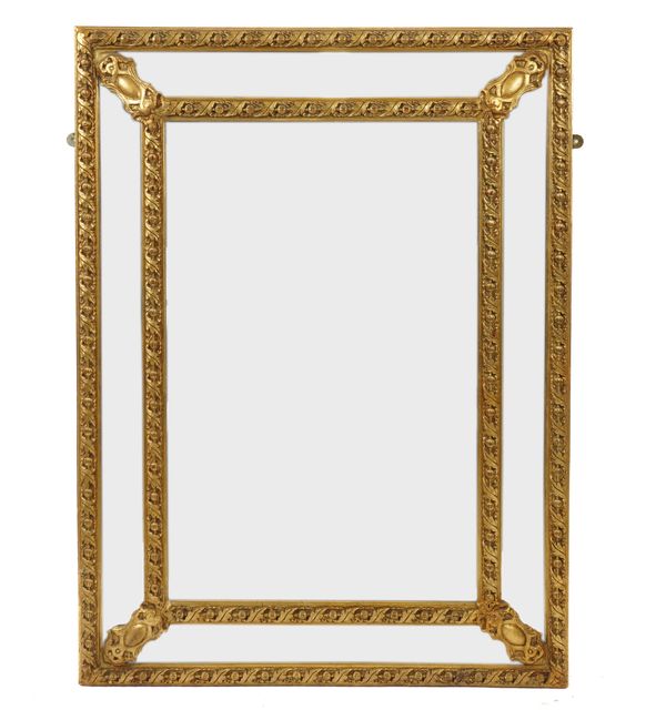 A VICTORIAN STYLE GOLD PAINTED RECTANGULAR MARGINAL MIRROR