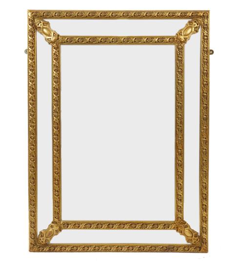 A VICTORIAN STYLE GOLD PAINTED RECTANGULAR MARGINAL MIRROR