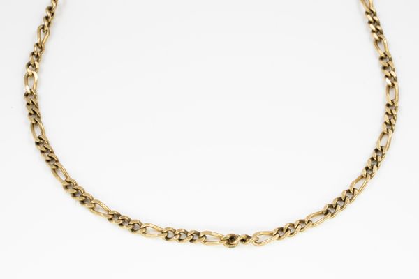 A 9CT GOLD FIGARO LINK NECKCHAIN