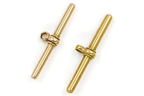 TWO GOLD WATCH ALBERT CHAIN T BARS (2)