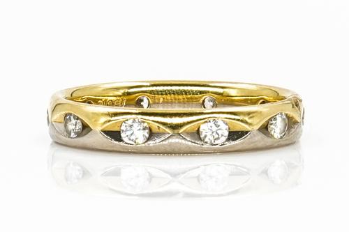 A YELLOW AND WHITE GOLD, DIAMOND FULL ETERNITY BAND
