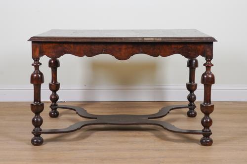 A 17TH CENTURY AND LATER RECTANGULAR SPECIMEN WOOD INLAID CENTRE TABLE