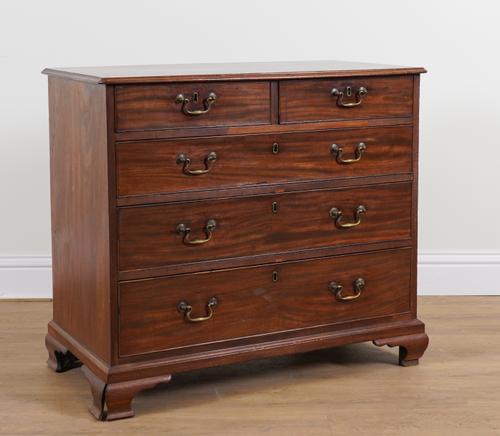 A LATE 18TH CENTURY MAHOGANY FIVE DRAWER CHEST
