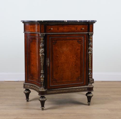 A 19TH CENTURY FRENCH MARBLE TOPPED SIDE CABINET