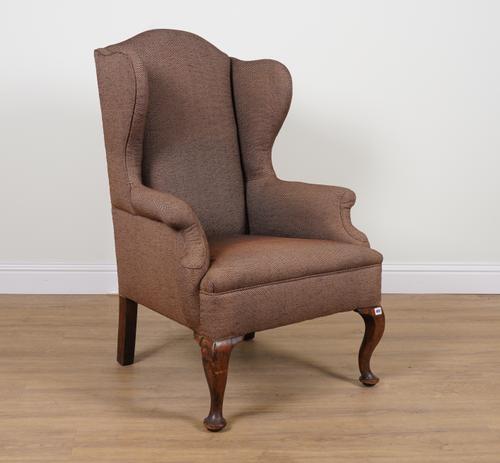 AN 18TH CENTURY STYLE WING BACK ARMCHAIR