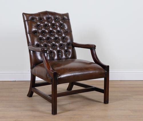 AN 18TH CENTURY STYLE GAINSBOROUGH OPEN ARMCHAIR
