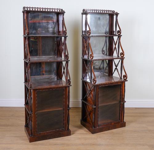 A PAIR OF 19TH CENTURY ROSEWOOD SIDE CABINETS (2)