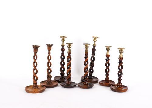 FOUR PAIRS OF GEORGE III STYLE SPIRAL TWIST CANDLESTICKS (8)