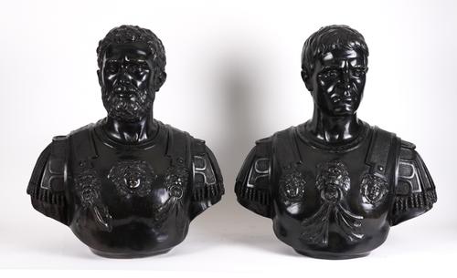 TWO PATINATED METAL BUSTS AFTER THE ANTIQUE (2)