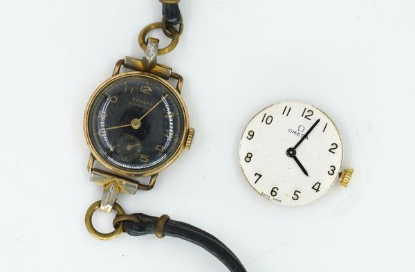 AN OMEGA LADY'S 9CT GOLD WRISTWATCH AND A RODANA LADIES WRISTWATCH (2)