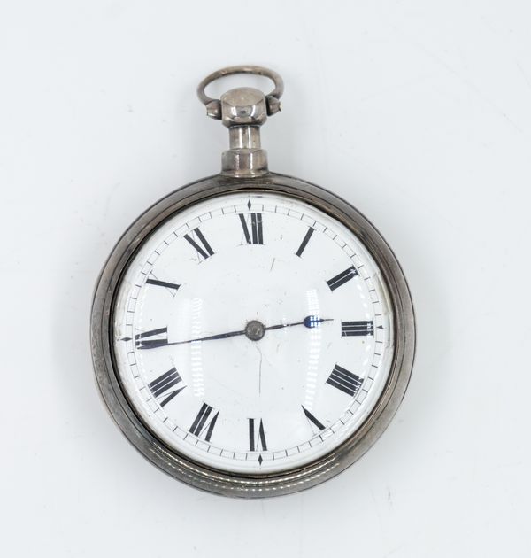 A SILVER PEAR CASED, KEY WIND, OPENFACED GENTLEMAN'S POCKET WATCH,