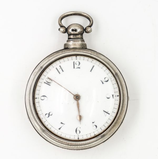 A SILVER PEAR CASED, KEY WIND, OPENFACED POCKET WATCH