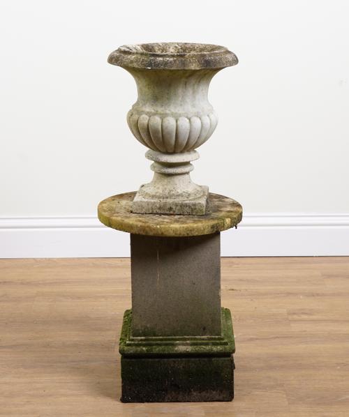A 19TH CENTURY CARVED MARBLE SEMI FLUTED JARDINIERE