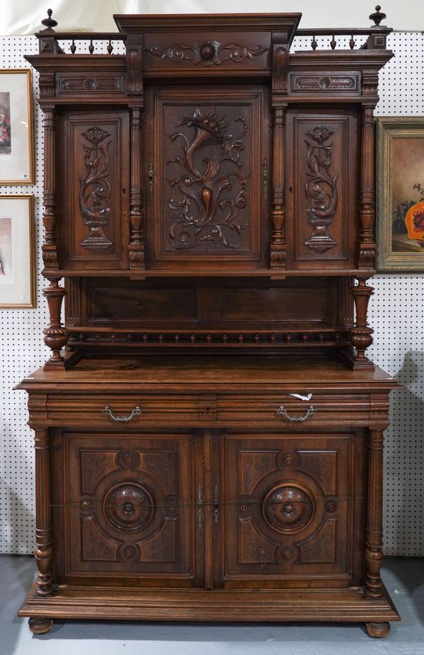 A 19TH CENTURY FRENCH WALNUT FLOOR STANDING BUFFET