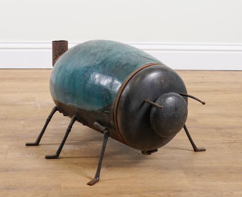 LE SCARABS NO.1 PARIS; A FRENCH NOVELTY WOOD-BURNING STOVE MODELLED AS A BEETLE