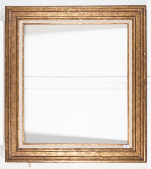A GILT FRAME WITH CANVAS SLIP; A GILT AND PAINTED FRAME WITH OAK SLIP (2)