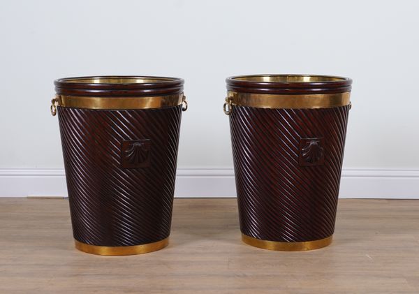 A PAIR OF LARGE GEORGE III STYLE PEAT BUCKETS (2)