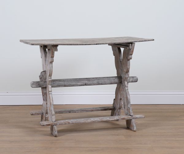 A CONTINENTAL GUSTAVIAN STYLE PAINTED OAK SMALL TAVERN TABLE