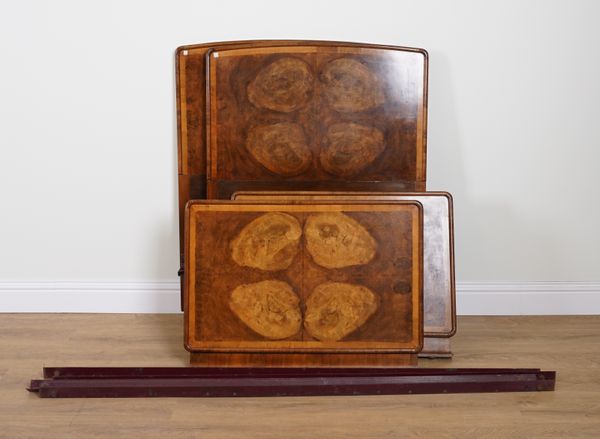 HARRODS; TWO ART DECO WALNUT SINGLE BEDS (2)