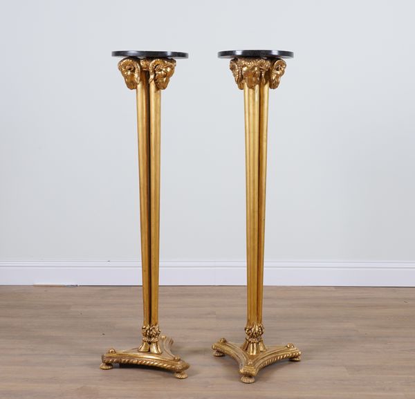 A PAIR OF GEORGE II STYLE FAUX MARBLE TOP JARDINIÈRE STANDS (2)