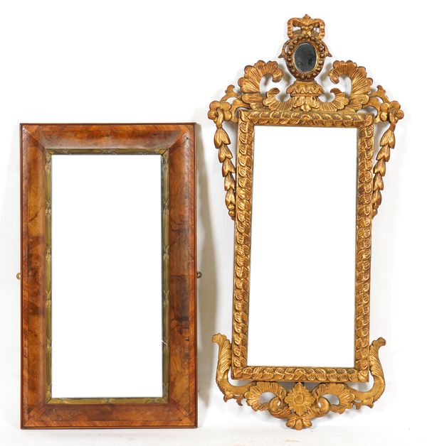 A 19TH CENTURY STYLE ITALIAN GILT FRAMED WALL MIRROR (2)