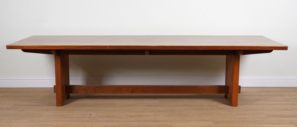 A 20TH CENTURY WALNUT REFECTORY TABLE