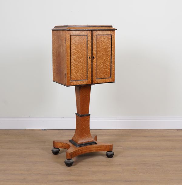 A GEORGE IV SATINWOOD CABINET ON STAND