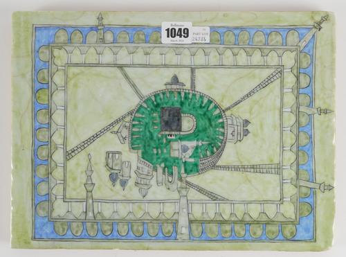 AN IZNIK POTTERY RECTANGULAR TILE