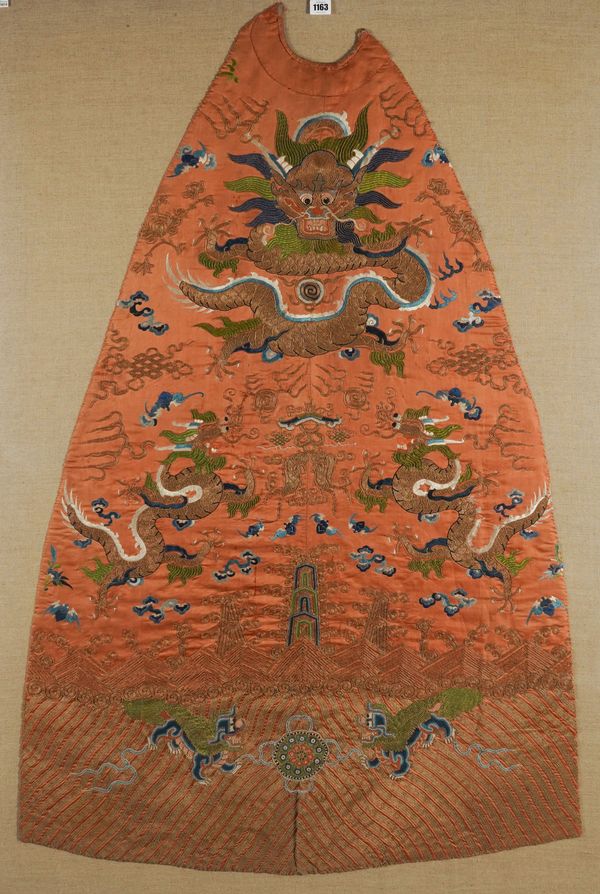 THREE CHINESE EMBROIDERED SILK FRAGMENTS (3)