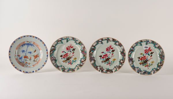 THREE CHINESE FAMILLE-ROSE  PLATES (4)