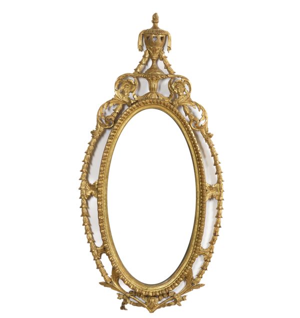 AN 18TH CENTURY STYLE GILT FRAMED OVAL MIRROR (2)