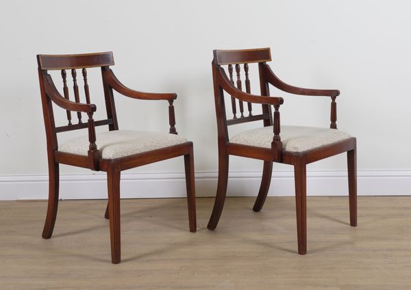 A PAIR OF GEORGE IV STYLE MAHOGANY OPEN ARMCHAIRS (2)