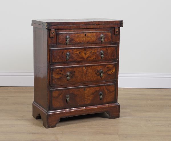 A GEORGE III WALNUT FOUR DRAWER BACHELOR'S CHEST