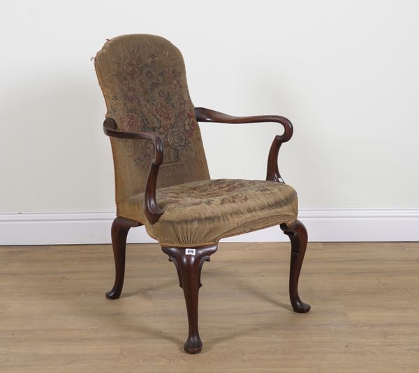 BARTHOLOMEW & FLETCHER; A GEORGE II STYLE MAHOGANY ARMCHAIR