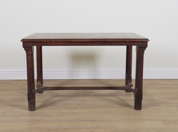 A GOTHIC REVIVAL OAK PARQUETRY INLAID CENTRE TABLE