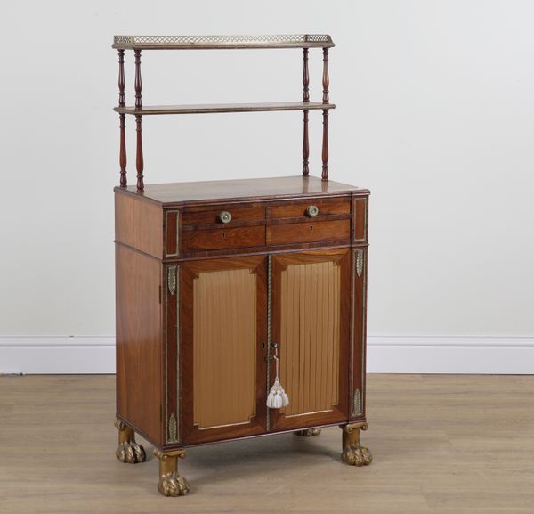 A REGENCY ROSEWOOD SECRETAIRE CHIFFONIER