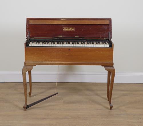 DULCITONE THOMAS MACHELL AND SONS; A MAHOGANY CASED PORTABLE PIANO