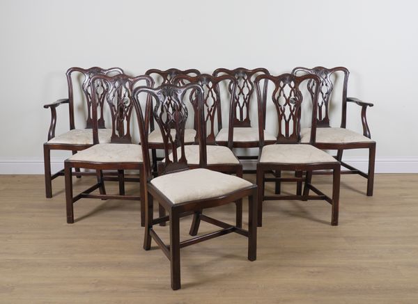 A SET OF EIGHT GEORGE III STYLE MAHOGANY DINING CHAIRS (8)