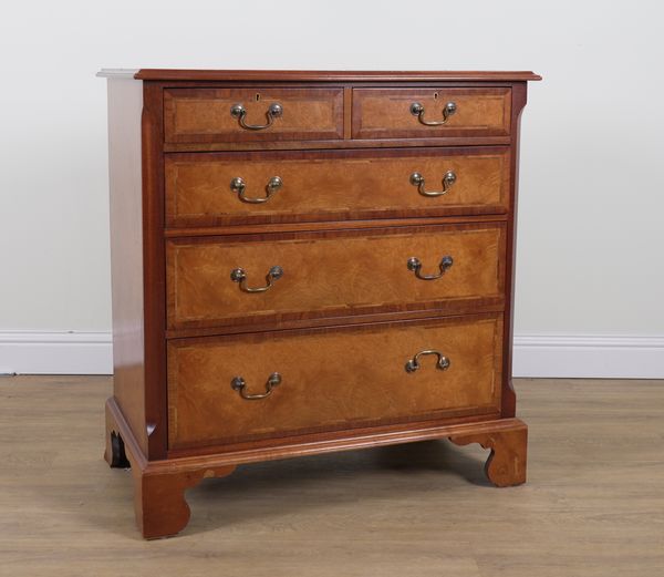 AN 18TH CENTURY STYLE WALNUT FIVE DRAWER CHEST