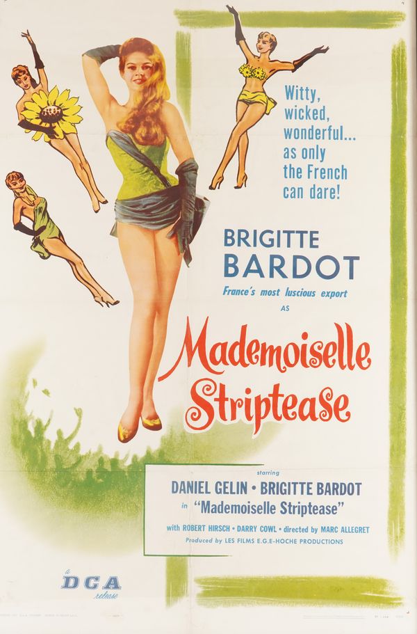 A FRAMED FILM POSTER FOR MADEMOISELLE STRIPTEASE